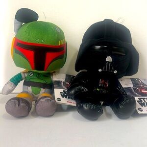 NWT Mattel Star Wars Boba Fett Plush & Darth Vader Plush